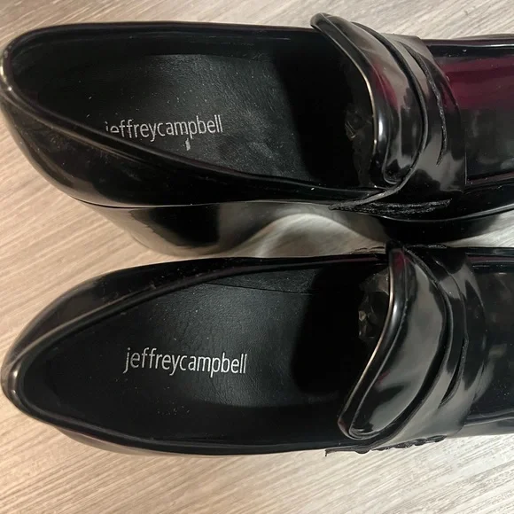 Jeffrey Campbell Square Toe Black Platform Wedge Loafers - Picture 8 of 8